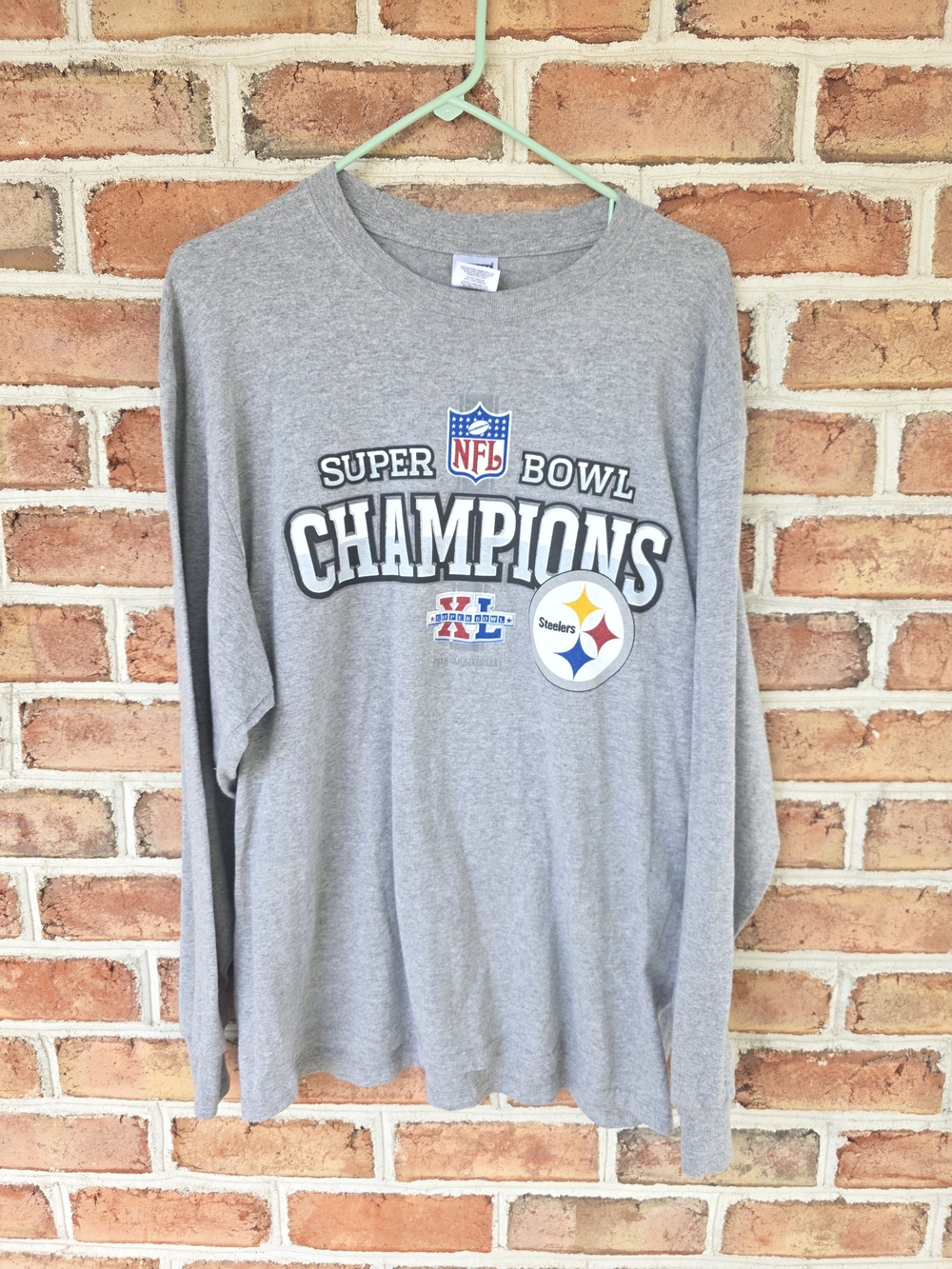 Jerzees Gray Steelers Super Bowl Champions Long Sleeve Tee
